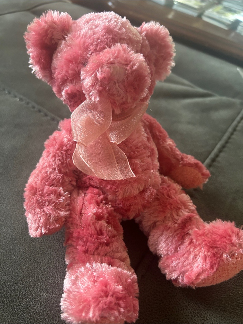 Russ Berrie Pink Plush Teddy Bear and a vintage collectible from 1990s.